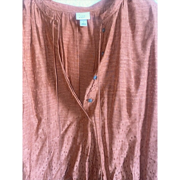 A NEW DAY WOMENS Prairie Peasant Ballon Long Sleeve Blouse Tie Button Front L - Picture 3 of 11